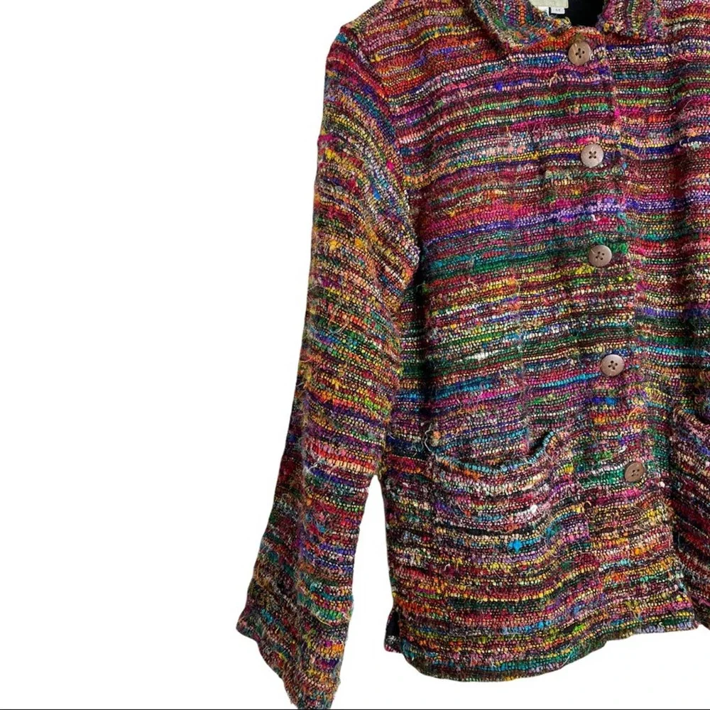 THE TERRITORY AHEAD Multi Colored Silk Jacket lightly worn sz M! - Picture 7 of 12